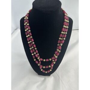 Gorgeous NWT Talbot's 3 Stand Maroon Beaded Necklace